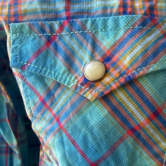 Panhandle Rough Stock Western Sz M Colorful Plaid Button-Up Shirt - Picture 4 of 9
